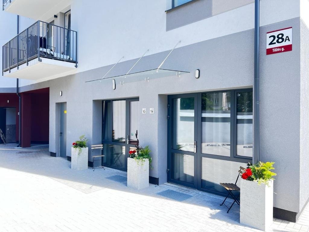 Tilžės Studio Apartments entrance at Tilžės g. 28A in Klaipėda